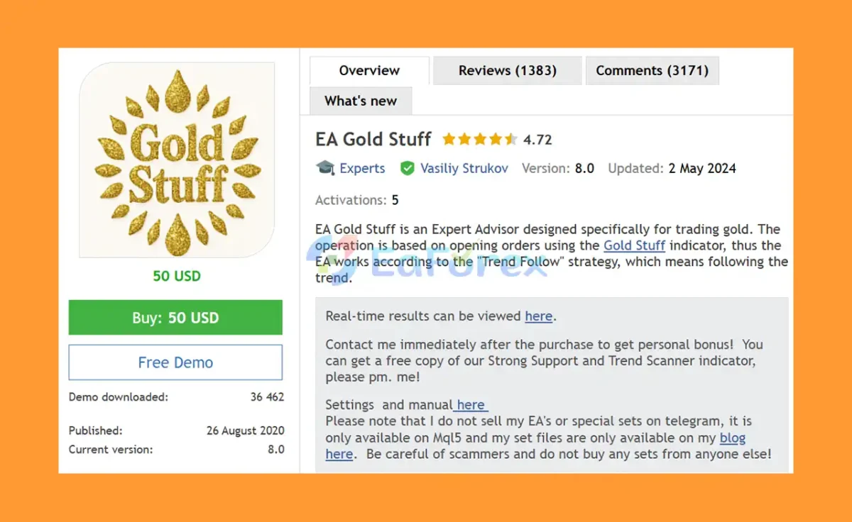 EA Gold Stuff MT4 Overview