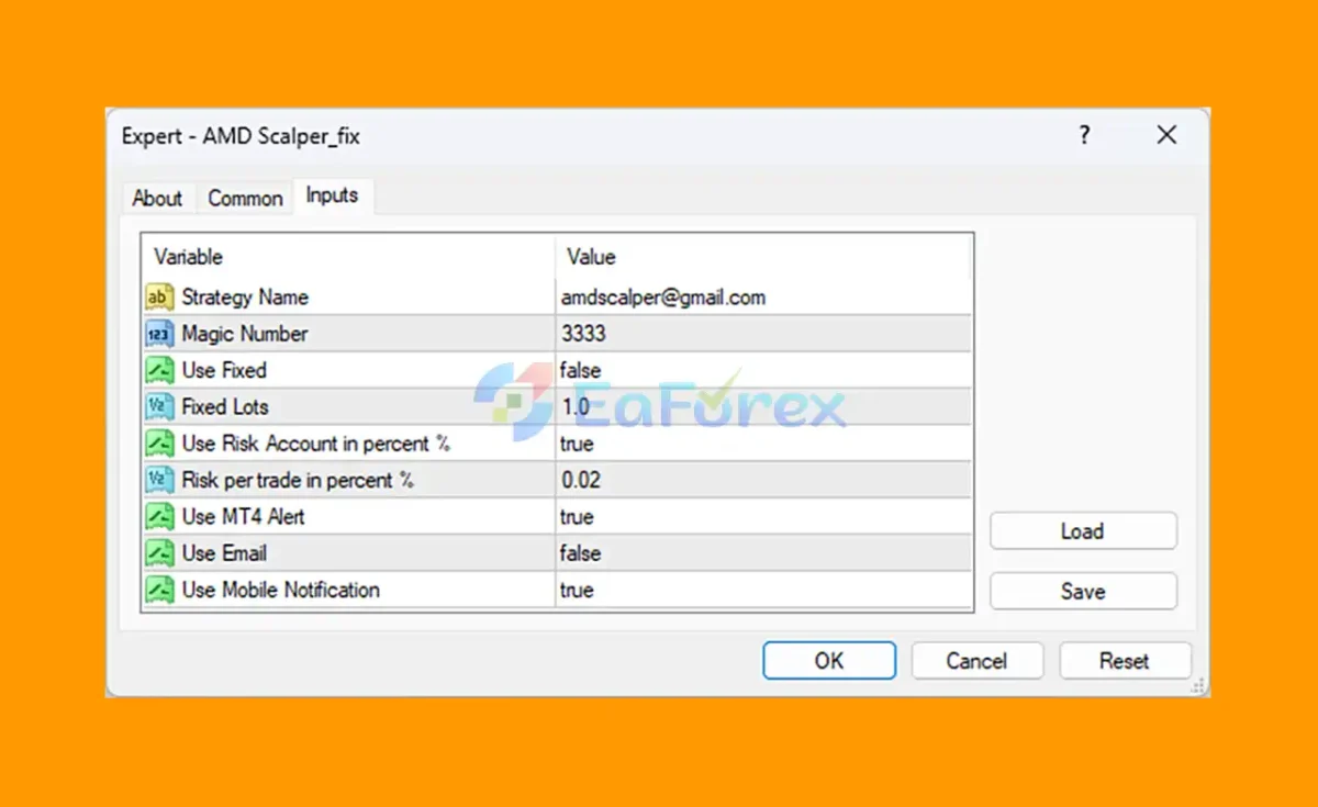 AMD Scalper EA MT4 setting