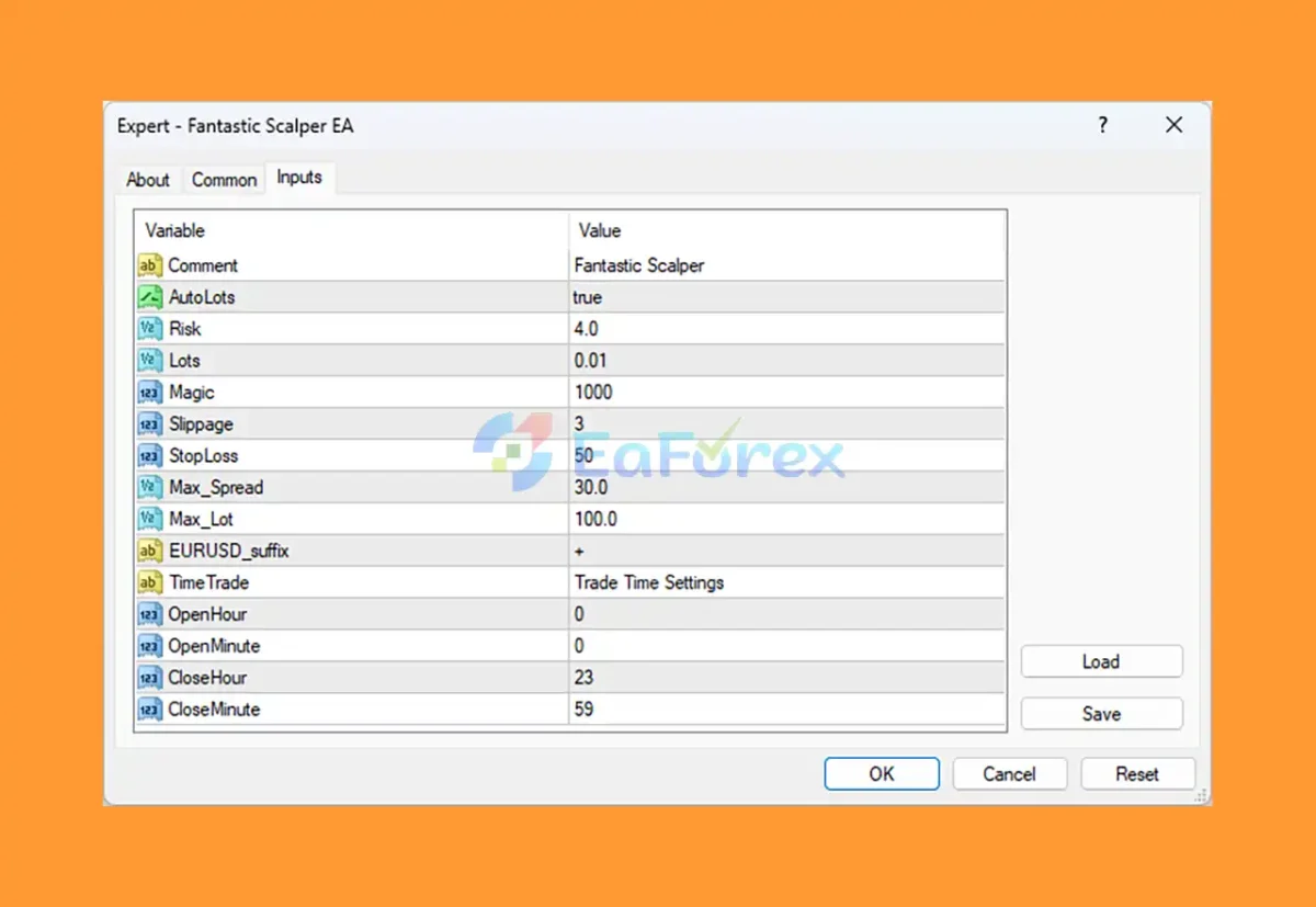 Fantastic Scalper EA MT4 setting