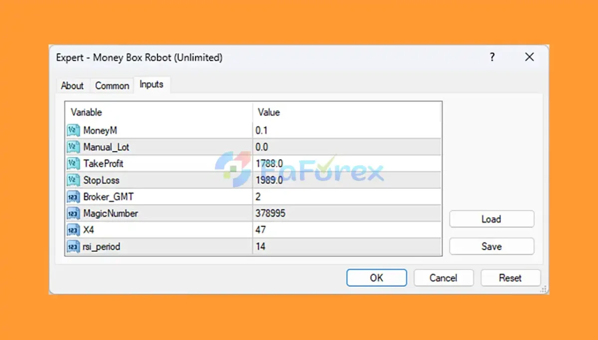 Money Box Robot MT4 setting