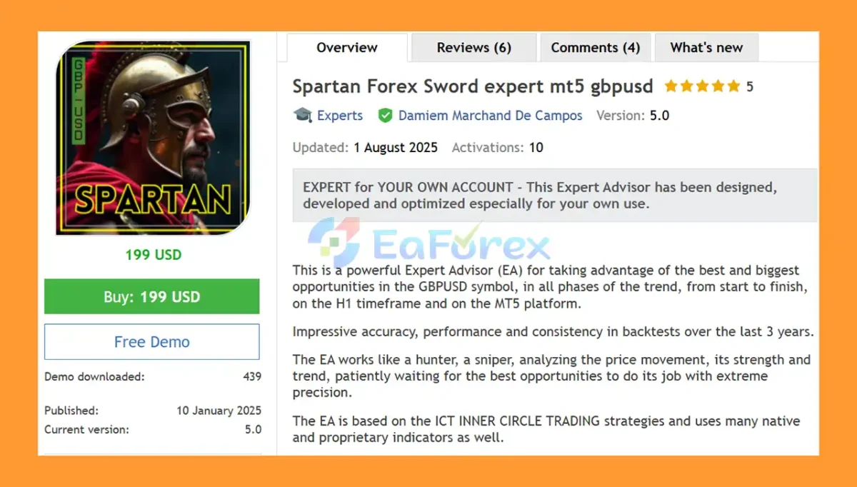 Spartan Forex Sword Expert MT5 setting