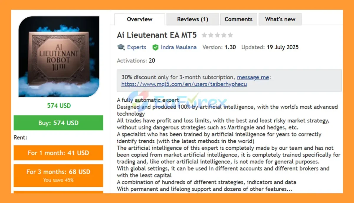 Ai Lieutenant EA MT5 Overview