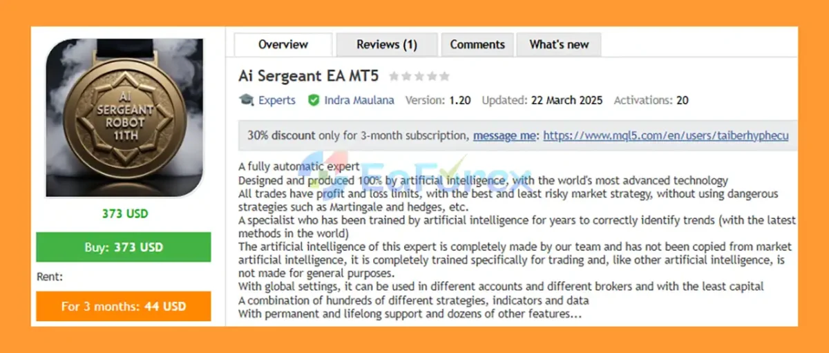 Ai Sergeant EA MT5 Overview