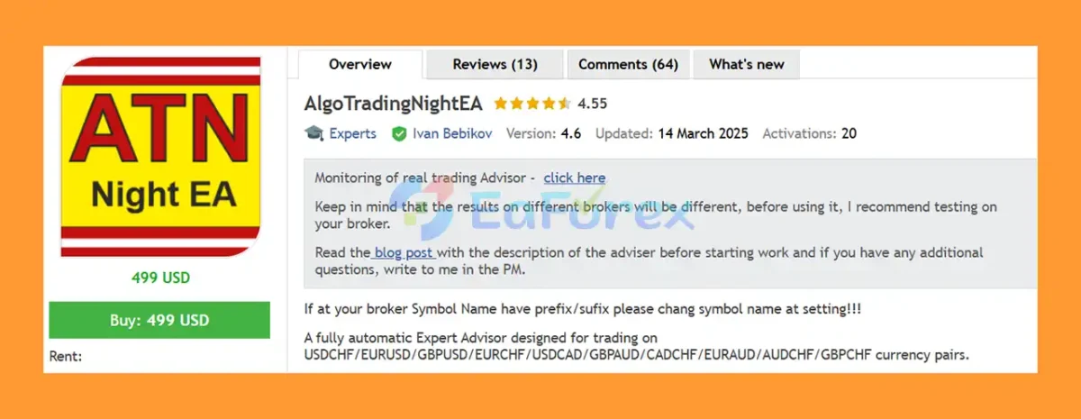 AlgoTradingNightEA MT5 Overview