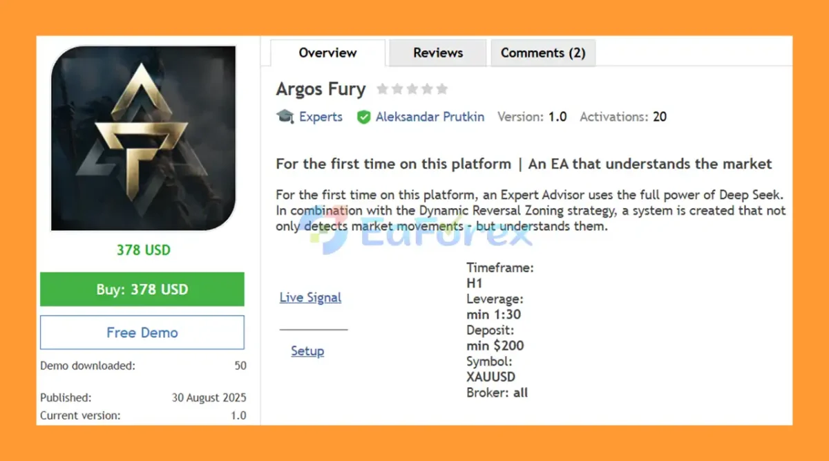 Argos Fury EA MT5 Overview