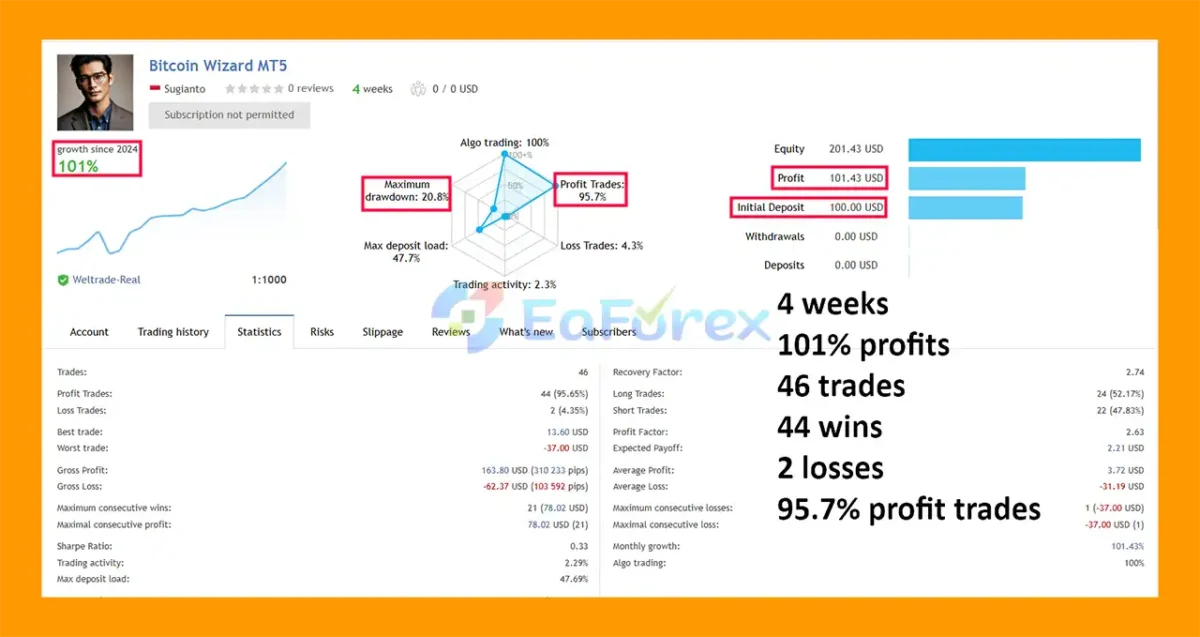 Bitcoin Wizard MT5 Live Results