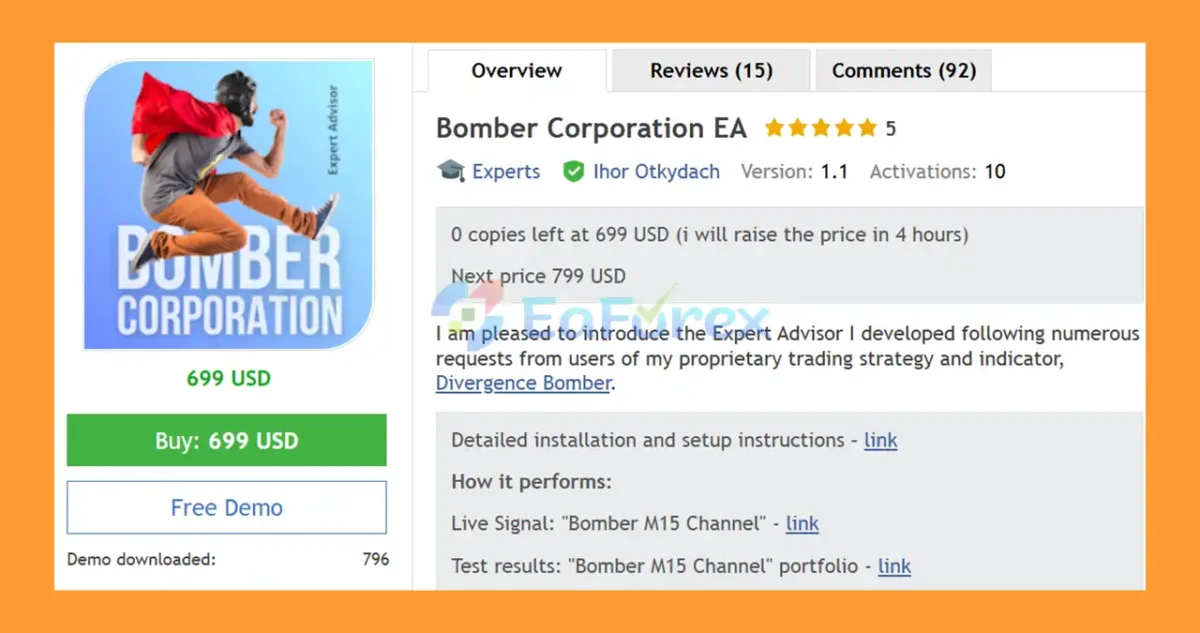 Bomber Corporation EA MT5 Overview