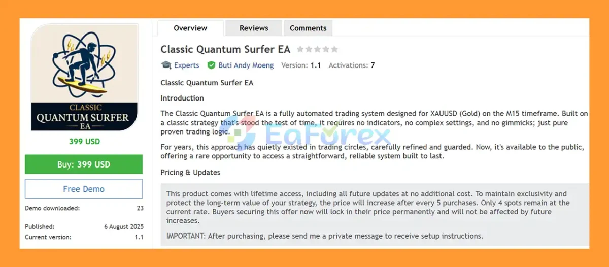 Classic Quantum Surfer EA MT5 Overview