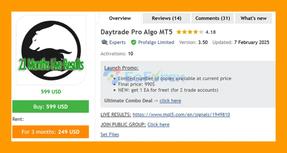 Daytrade Pro Algo MT5 Overviews