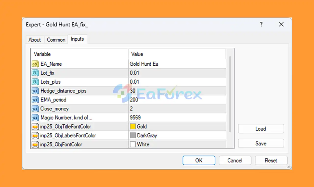 Gold Hunt EA MT4 setting