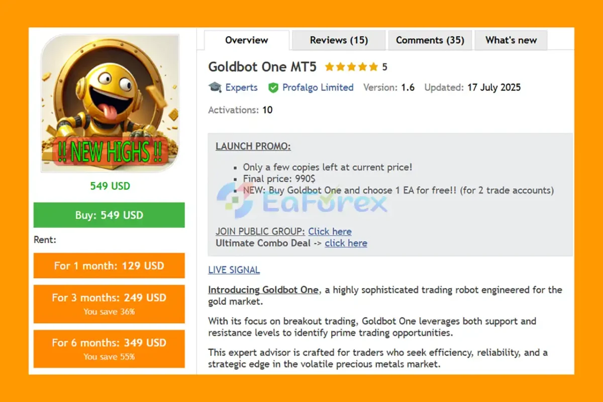 Goldbot One MT5 Overview