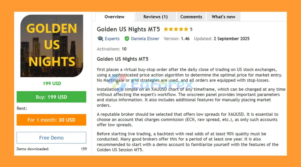 Golden US Nights MT5 Overview
