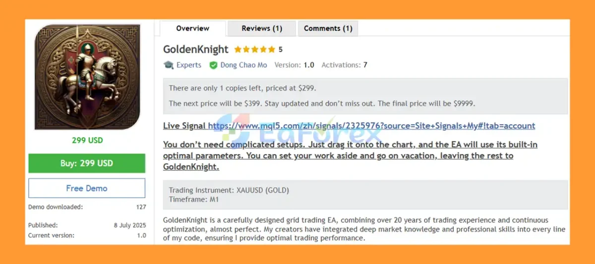 GoldenKnight EA MT5 Overview