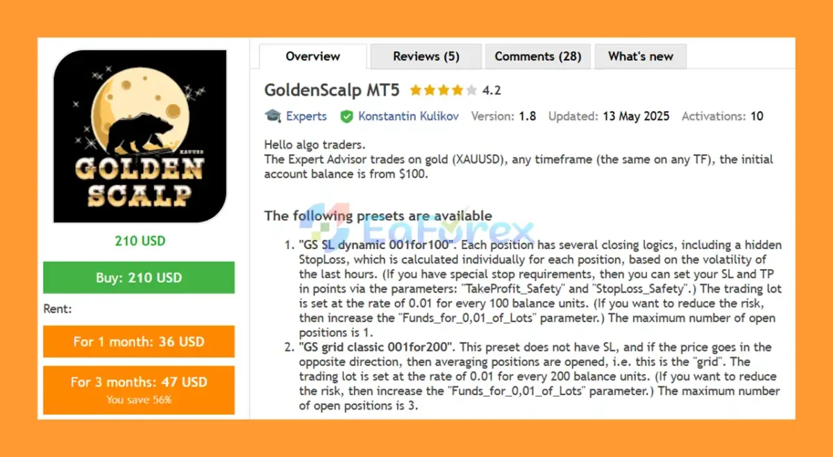 GoldenScalp MT5 Overview