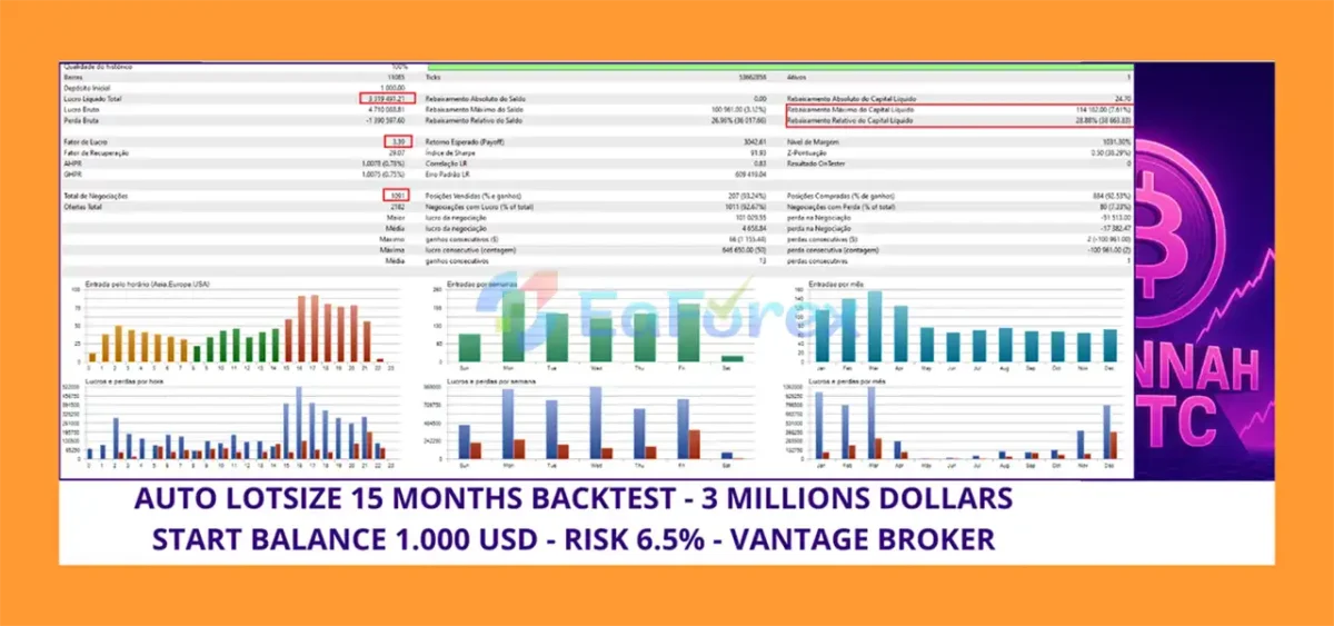 Hannah BTC EA MT5 Backtest Results