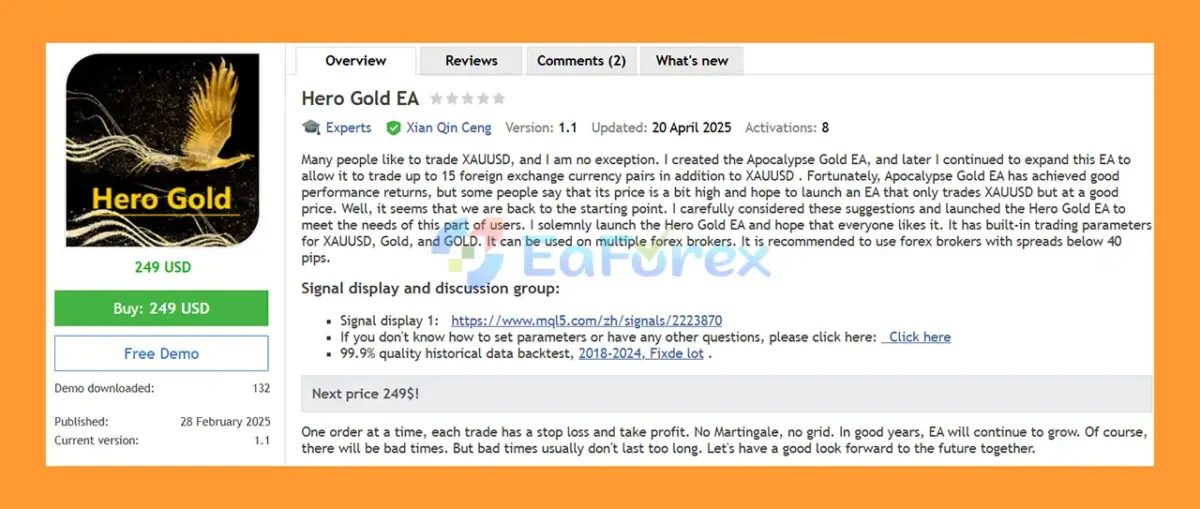 Hero Gold EA MT5 Overview