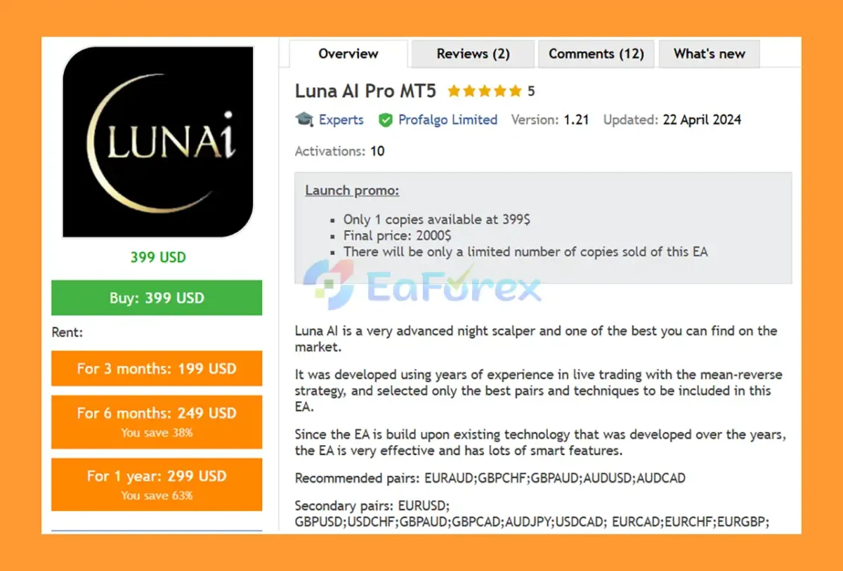 Luna AI Pro MT5 Overview