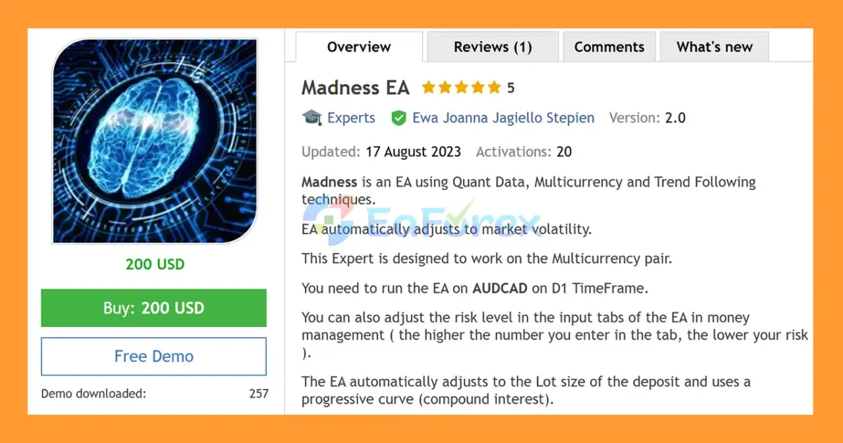 Madness EA MT5 Overview