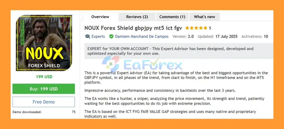 NOUX Forex Shield GBPJPY MT5 Overview