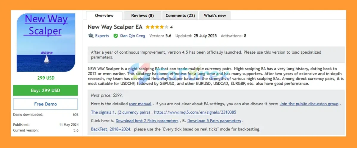 New Way Scalper EA MT5 Overview