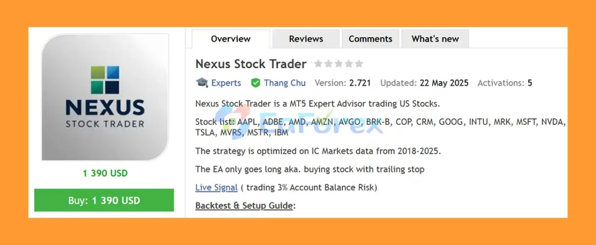 Nexus Stock Trader EA MT5 Overview