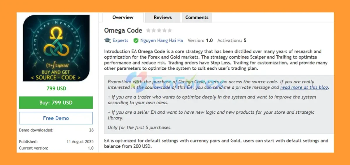 Omega Code EA MT4 Overview