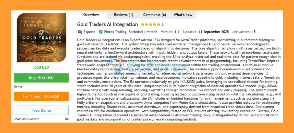 Gold Traders AI Integration MT5 Overview