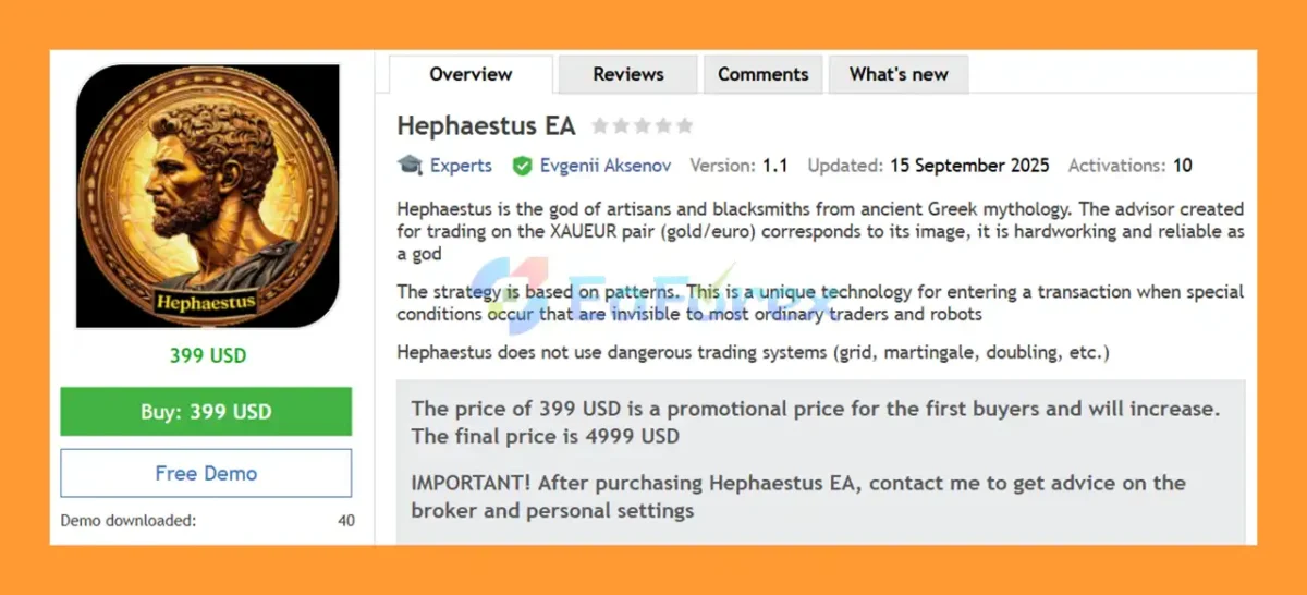 Hephaestus EA MT5 Overview