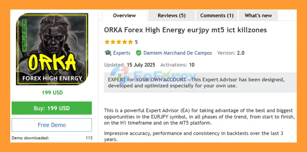 ORKA Forex High Energy eurjpy Overview