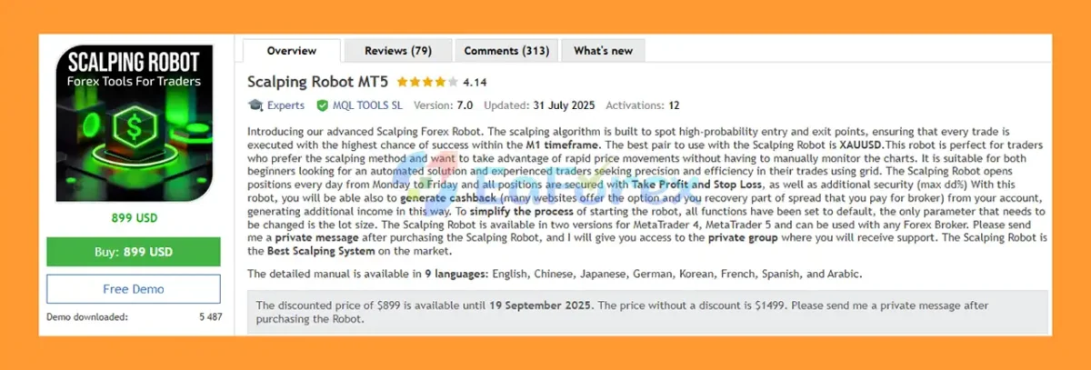 Scalping Robot MT5 overview