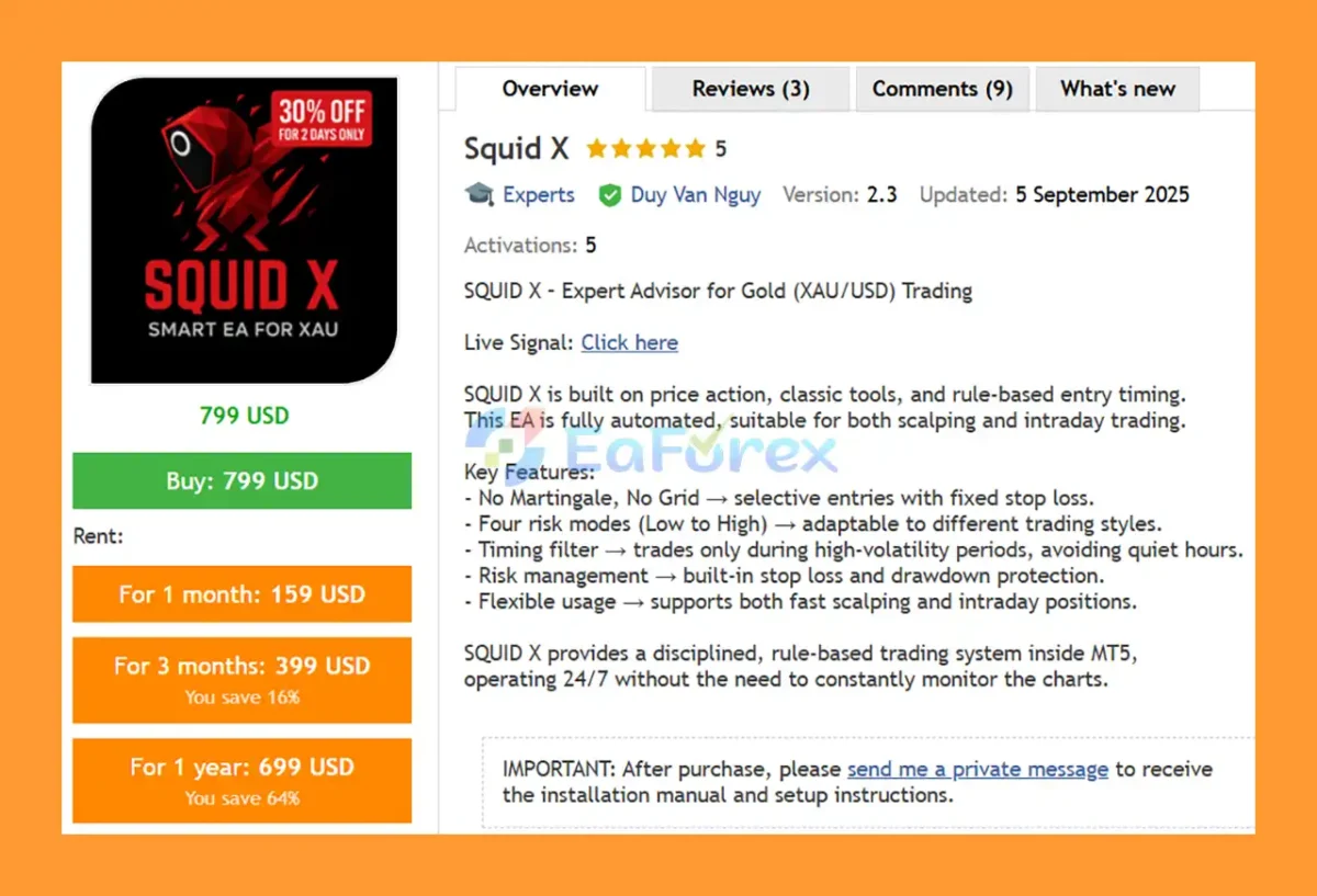 Squid X EA MT5 Overview