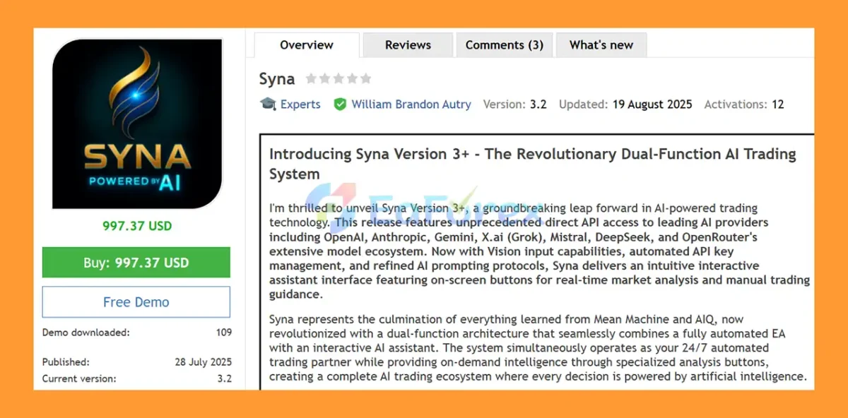 Syna EA MT5 Overview