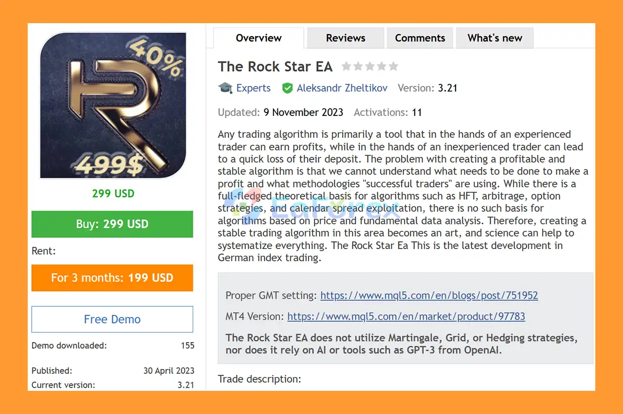 The Rock Star EA MT5 Overview
