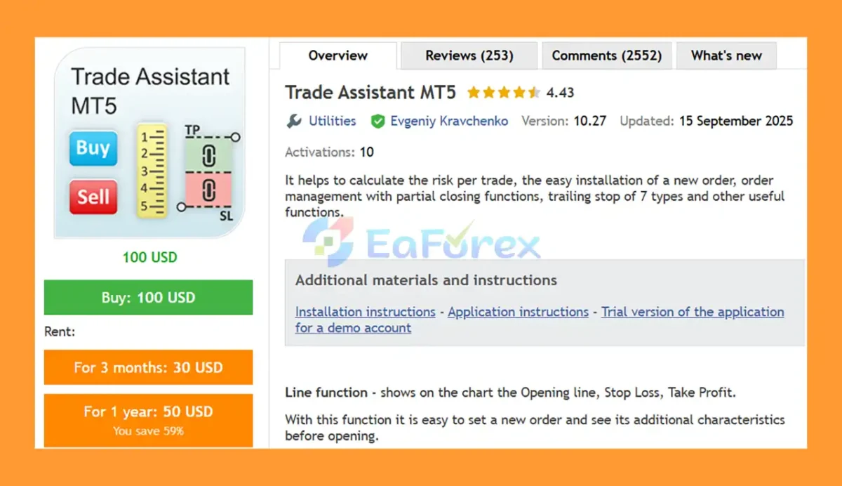 Trade Assistant MT5 Overview