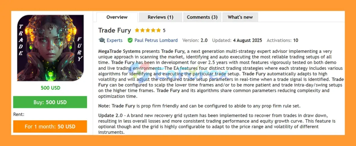 Trade Fury EA MT5 Overview