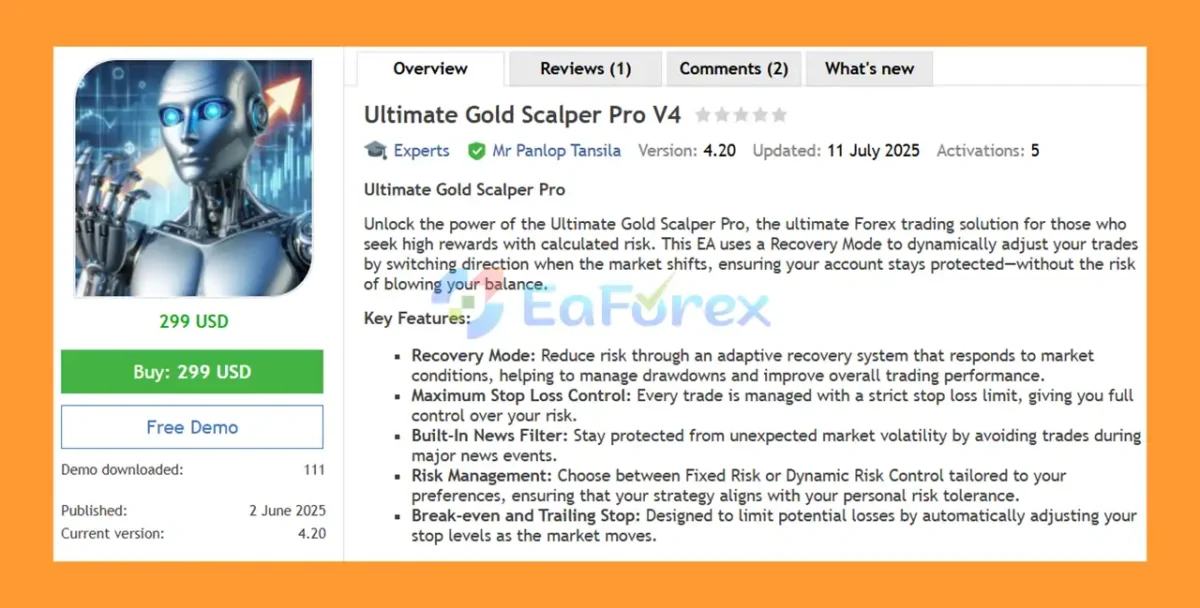Ultimate Gold Scalper Pro V4 MT5 Overview