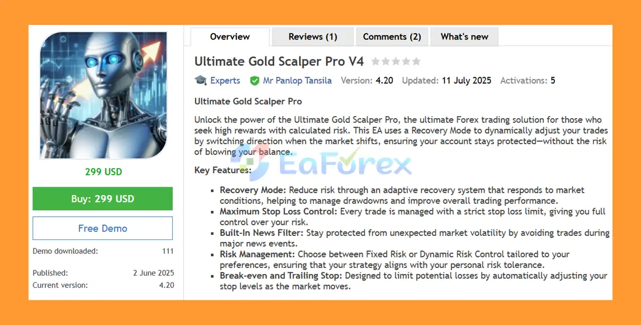 Ultimate Gold Scalper Pro V4 MT5 Overview