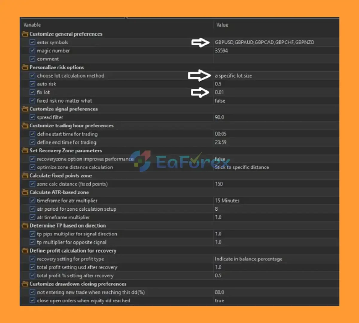 Urban Pulse EA MT5 Settingg