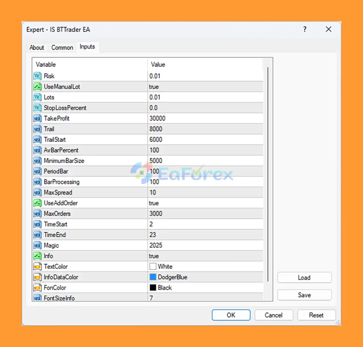IS BTTrader EA MT4 setting