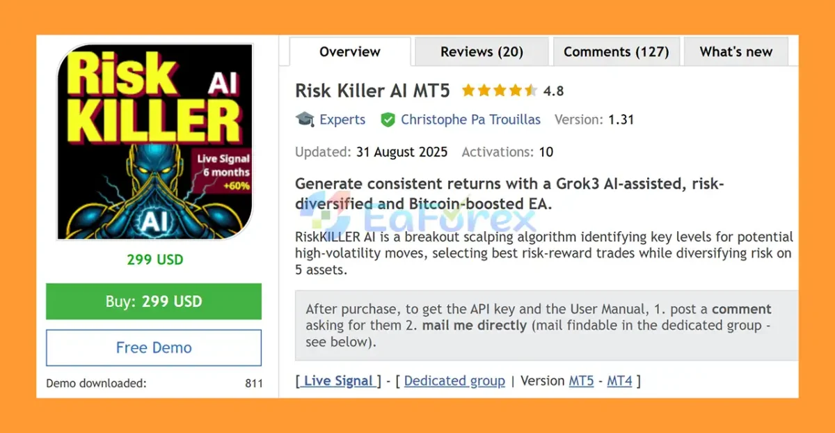 Risk Killer AI EA MT5 overiview