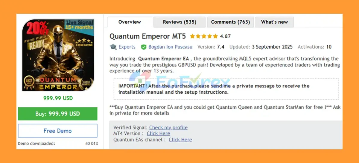 Quantum Emperor EA overview