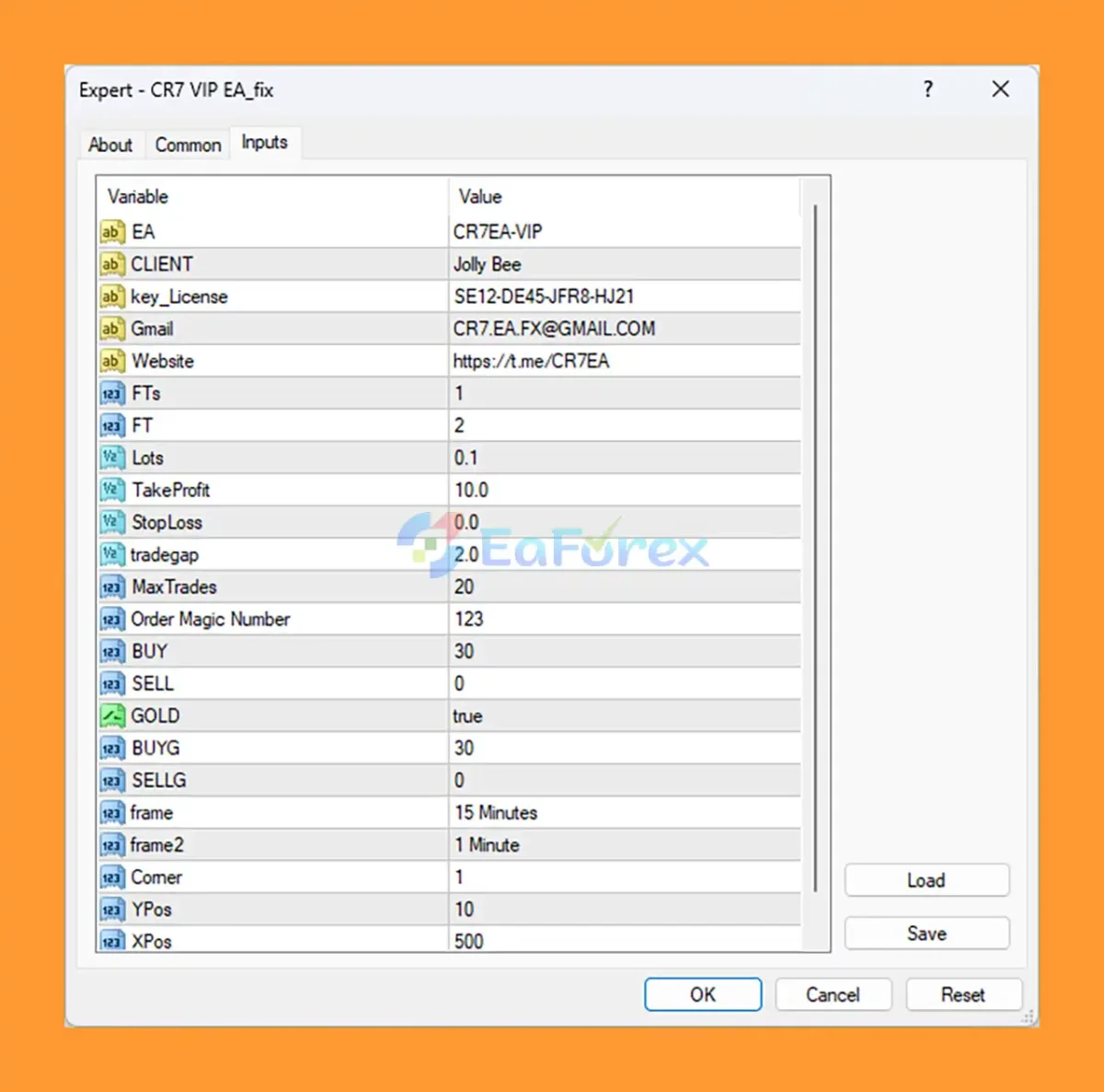 CR7 VIP EA MT4 setting