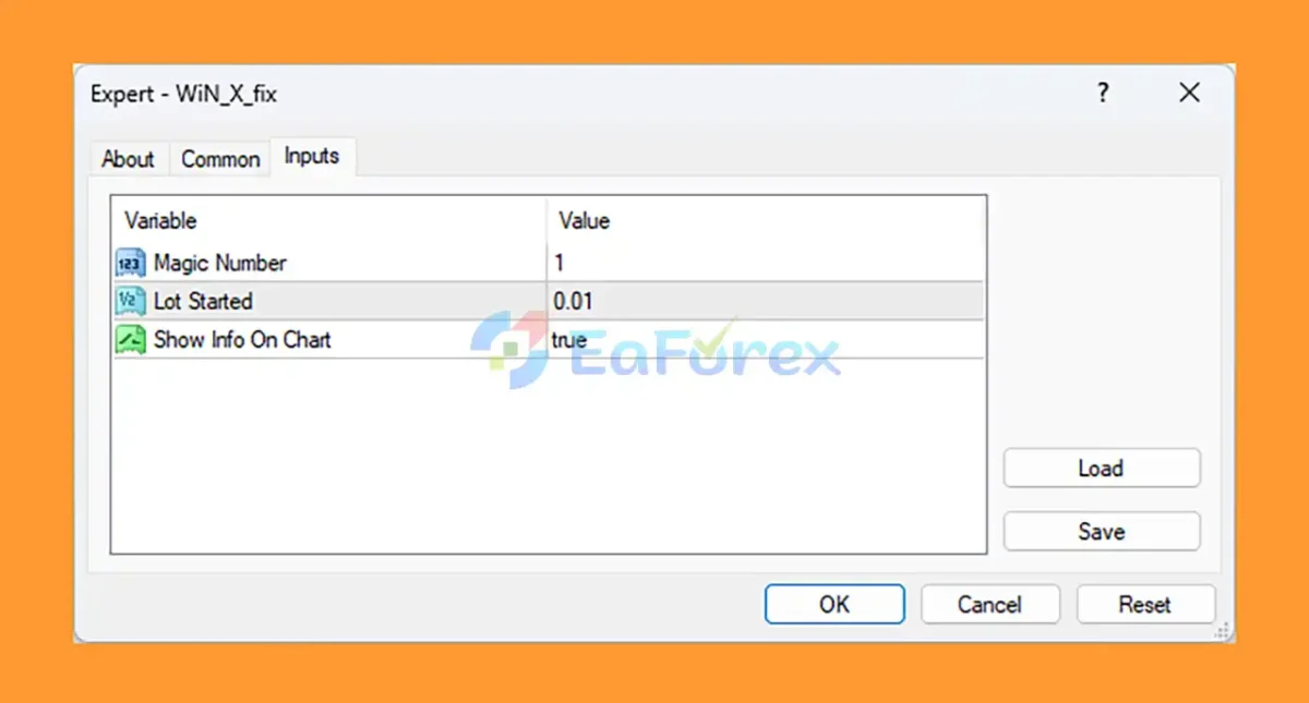 WinX EA MT4 setting