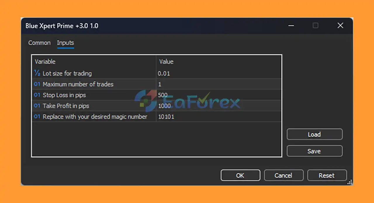 Blue Xpert Prime +3.0 EA MT5 setting