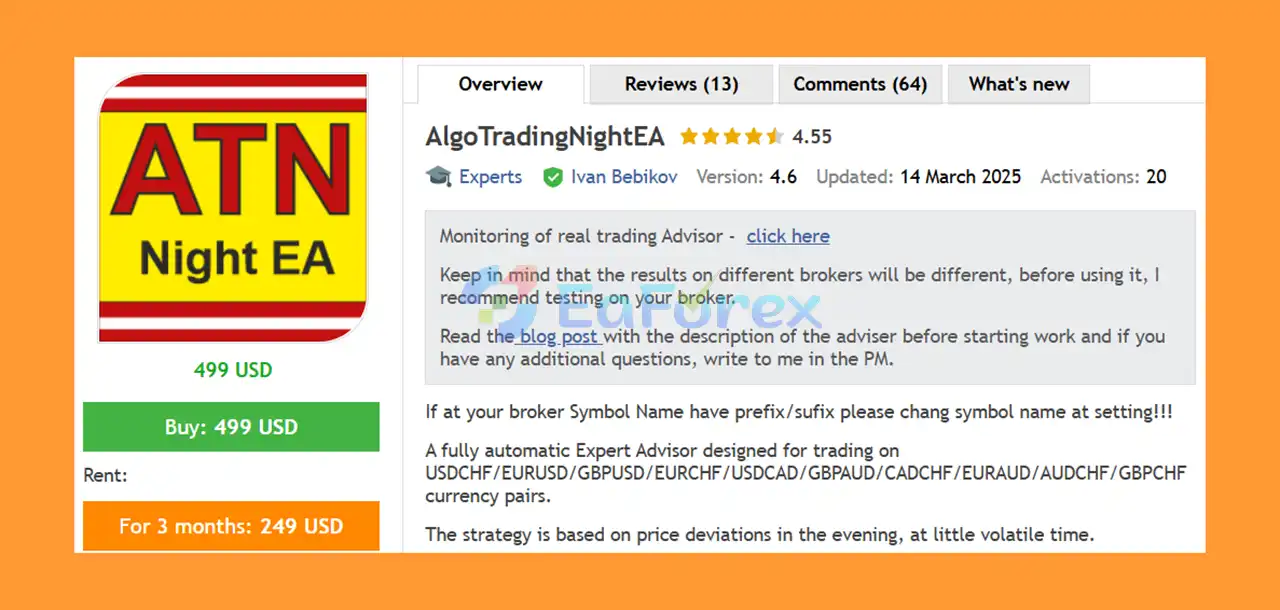 AlgoScalpPro EA MT4 setting