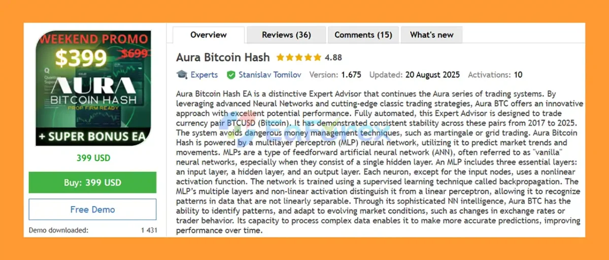 Aura Bitcoin Hash EA Overview