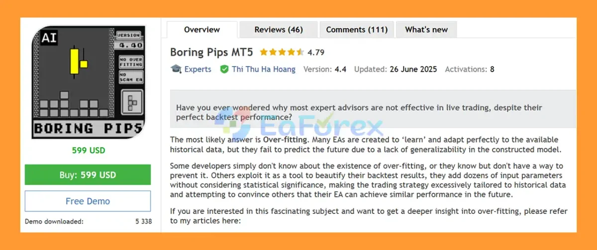 Boring Pips MT5 Overview