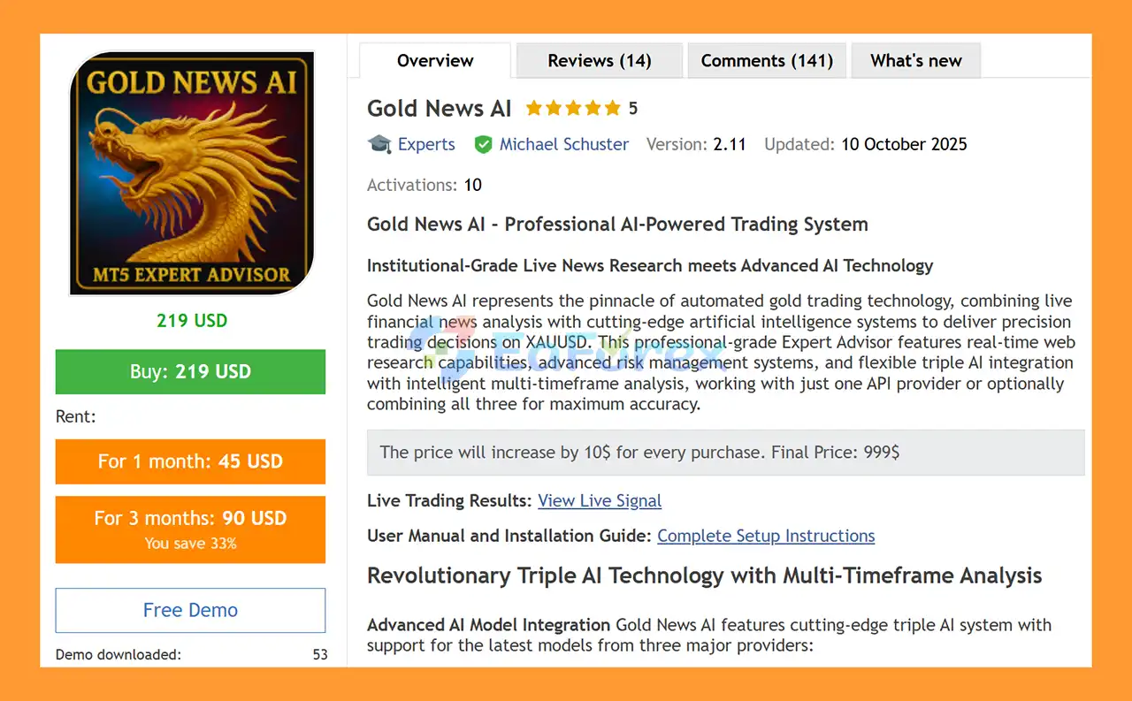 Gold News AI MT5 Overview