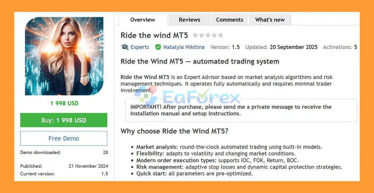 Ride the wind MT5 Overview