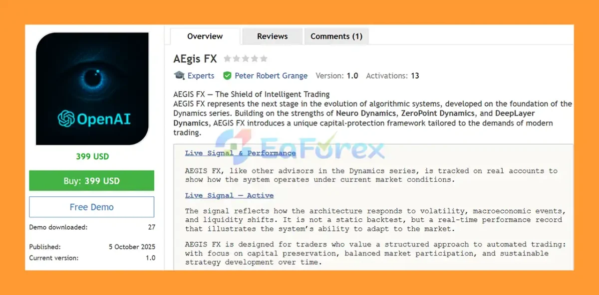 AEgis FX EA MT5 overiview